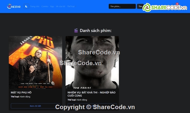 Code web,Web đặt vé xem phim,đặt vé xem phim